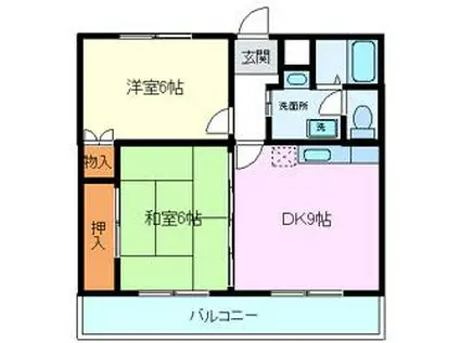 ルマンS(2DK/1階)の間取り写真