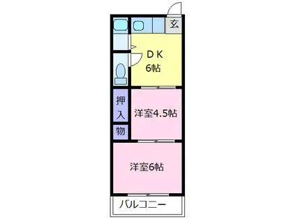 狭山桜台マンション(2DK/4階)の間取り写真