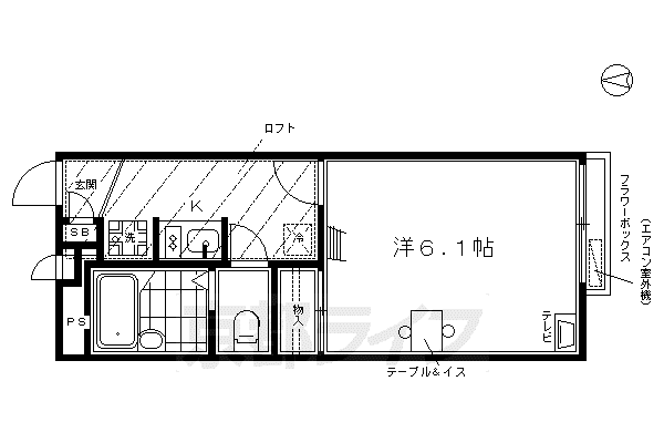 レオパレスALTAIII(1K/1階)の間取り写真