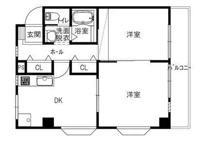 ノースヴィレッジII(2DK/6階)の間取り写真