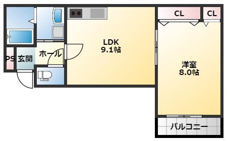 フジパレス近鉄八尾II番館(1LDK/2階)の間取り写真