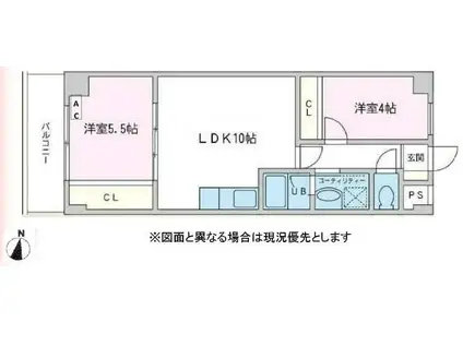 プランドール横浜(2LDK/4階)の間取り写真