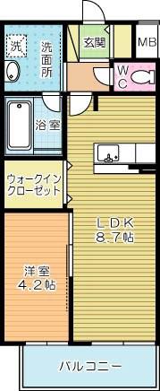 四季荘(1LDK/3階)の間取り写真