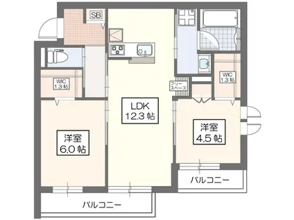 グランスリジエ(2LDK/1階)の間取り写真
