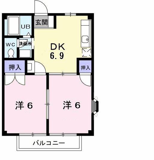 エスポワール(2DK/1階)の間取り写真