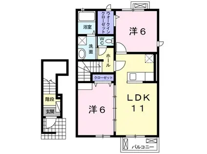 フォーシーズンI(2LDK/2階)の間取り写真