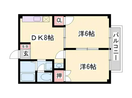 エルガーデンI(2DK/2階)の間取り写真