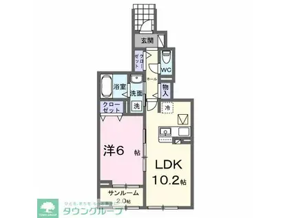 モーヴソレイユ(1LDK/1階)の間取り写真