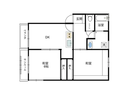 アネックス湊高台A(2DK/2階)の間取り写真