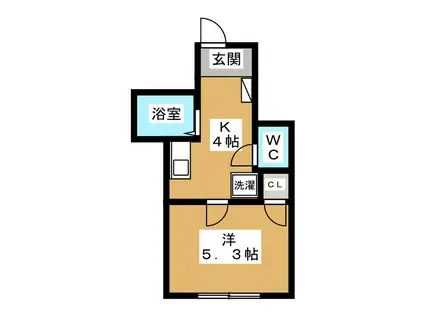 グリーンリーフ国立(1K/1階)の間取り写真