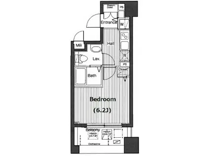 グランド・ガーラ横浜伊勢佐木町(1K/4階)の間取り写真