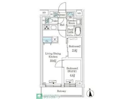 プラネソシエプラス桜台(1SLDK/2階)の間取り写真