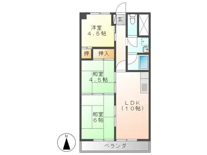 吉田マンション城房(3LDK/6階)の間取り写真