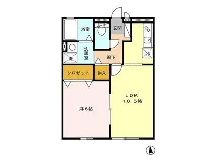 ルミエール花立 B棟(1LDK/1階)の間取り写真