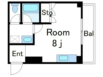 テラッセオク(ワンルーム/3階)の間取り写真