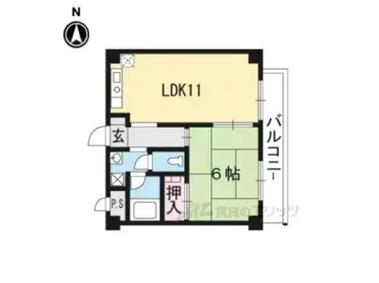 エレーゼ北野(1LDK/2階)の間取り写真
