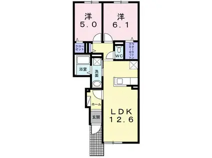 エス・スール XI(2LDK/1階)の間取り写真