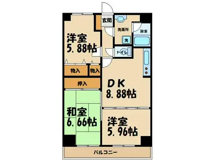 大久保ビル(3LDK/6階)の間取り写真