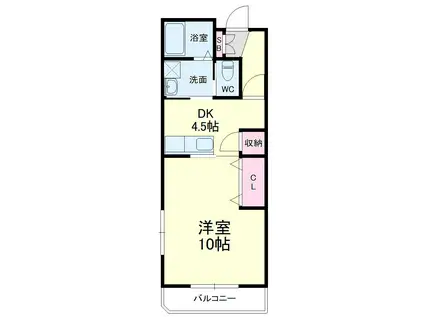 ベルアンジュール(1DK/2階)の間取り写真