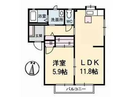 サン・シュラインW(1LDK/1階)の間取り写真