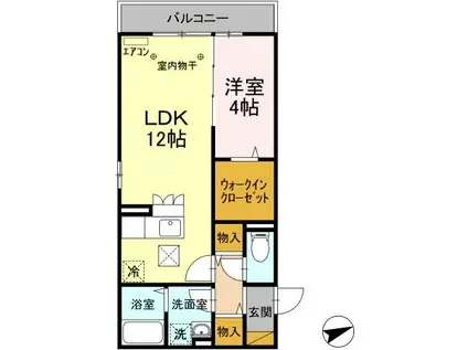クレール市川(1LDK/1階)の間取り写真