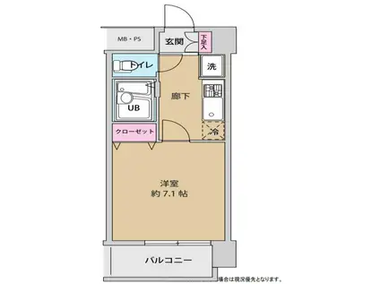 UURコート錦糸町(1K/13階)の間取り写真