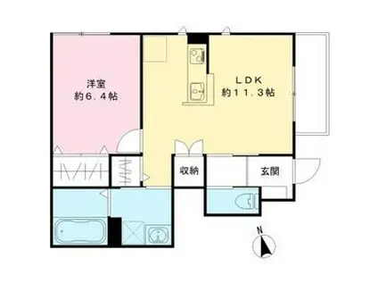 レクシアメゾンII(1LDK/1階)の間取り写真