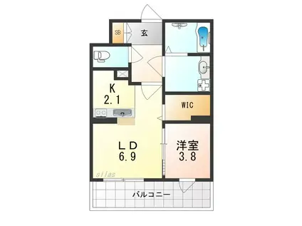 サザンクレスト高師浜(1LDK/2階)の間取り写真