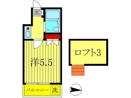 ルミエール柏第2(ワンルーム/1階)の間取り写真
