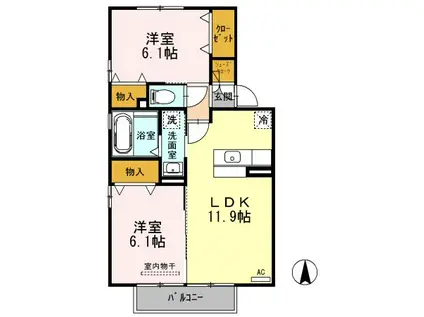 メゾン・ド・ラ・フェルテ(2LDK/2階)の間取り写真