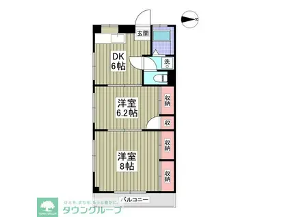 パークワイズ草加 旧サタカコーポ(2DK/3階)の間取り写真