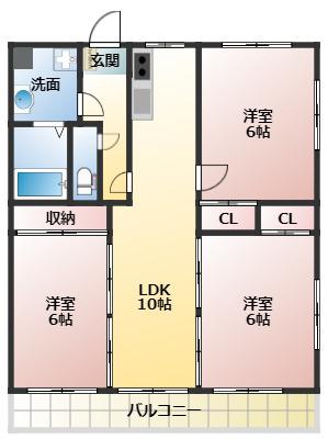 セントラルOZU(3LDK/3階)の間取り写真