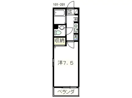 ハイム川原(1K/1階)の間取り写真