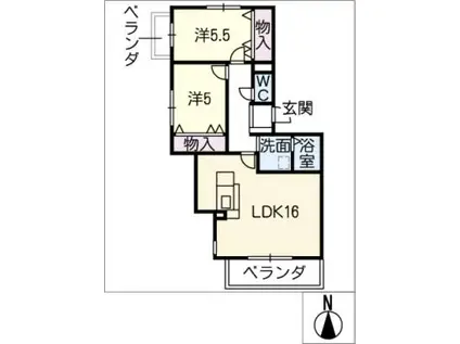 ウィステリア社が丘(2LDK/3階)の間取り写真