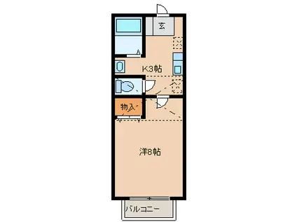 アヴァンセ高砂(1K/2階)の間取り写真