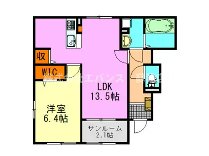 アルタハイムB(1LDK/1階)の間取り写真