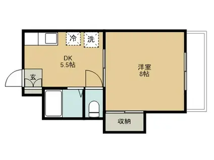 ノーヴァハイツ(1DK/4階)の間取り写真