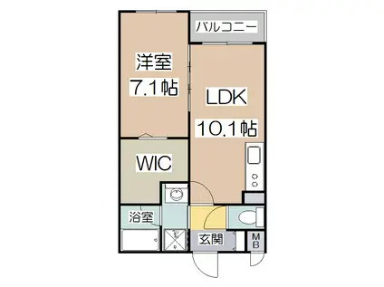 アメニティ西田辺(1LDK/3階)の間取り写真