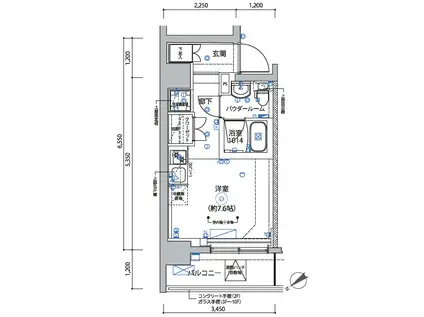 RELUXIA横濱反町(ワンルーム/4階)の間取り写真