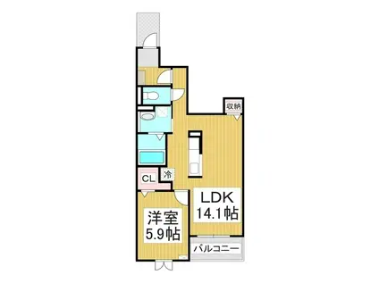 サウスブルック(1LDK/1階)の間取り写真