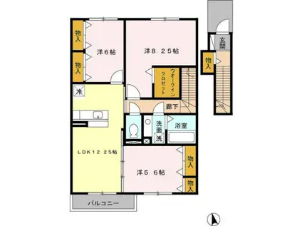 グランデ・ルガールB棟(3LDK/2階)の間取り写真