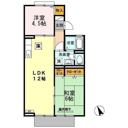 セジュール田尻(2LDK/1階)の間取り写真