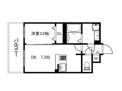 ファステート京都ステーションウォズ(1DK/5階)の間取り写真