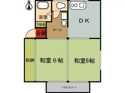 コーポ英(2DK/2階)の間取り写真