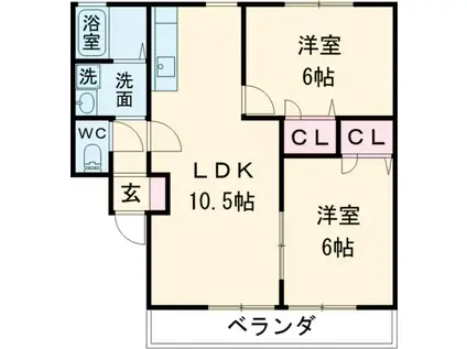 トレゾルソレーユ(2LDK/2階)の間取り写真