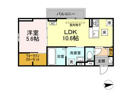 RESUA向中野 C棟(1LDK/1階)の間取り写真
