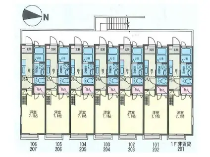 BEE HOUSE(1K/2階)の間取り写真