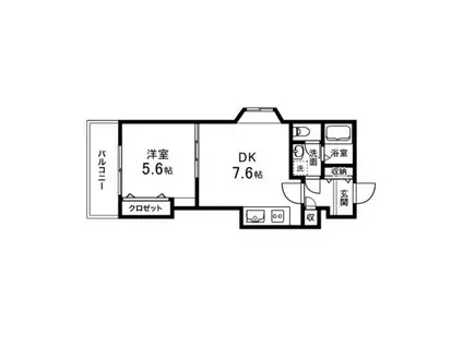 コンフォートEXE一番町(1DK/8階)の間取り写真