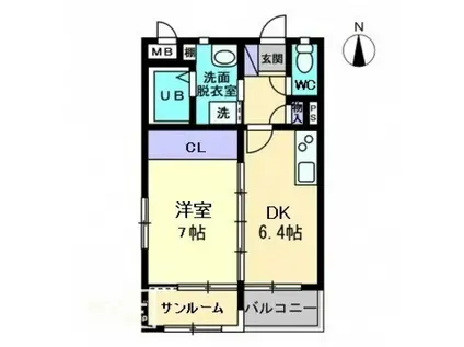 LUONTO KITACHO(1DK/3階)の間取り写真