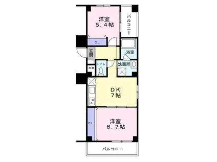 グランメゾン大美野(2DK/3階)の間取り写真